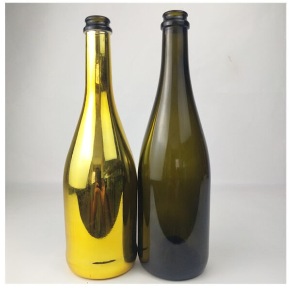 Electroplated/Green/Clear 750ml Glass Champagne Bottles - Image 2