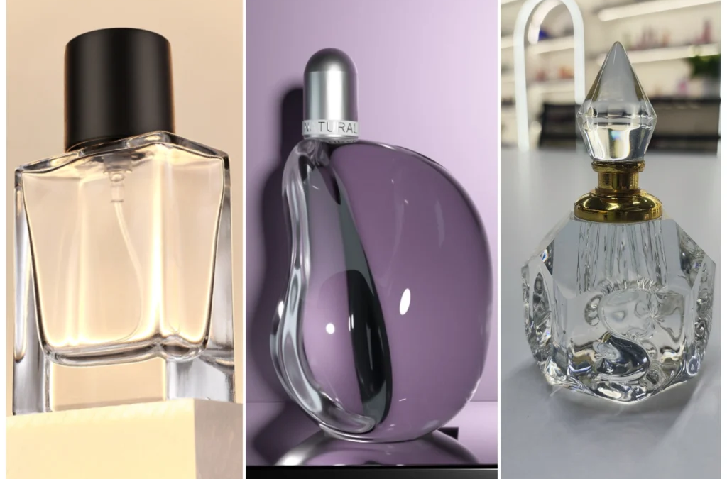 How does the material of perfume bottles affect the scent?