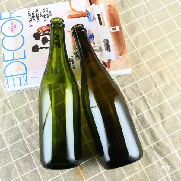 750ml Premium Green & Brown Glass Champagne Bottles - Image 3
