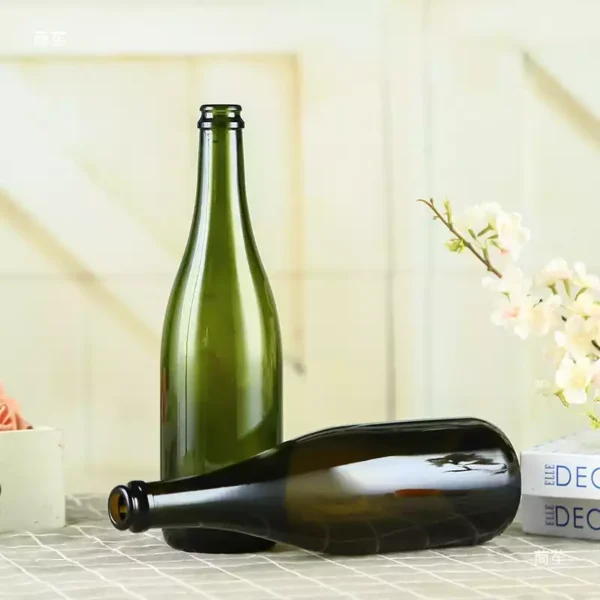 750ml Premium Green & Brown Glass Champagne Bottles - Image 2