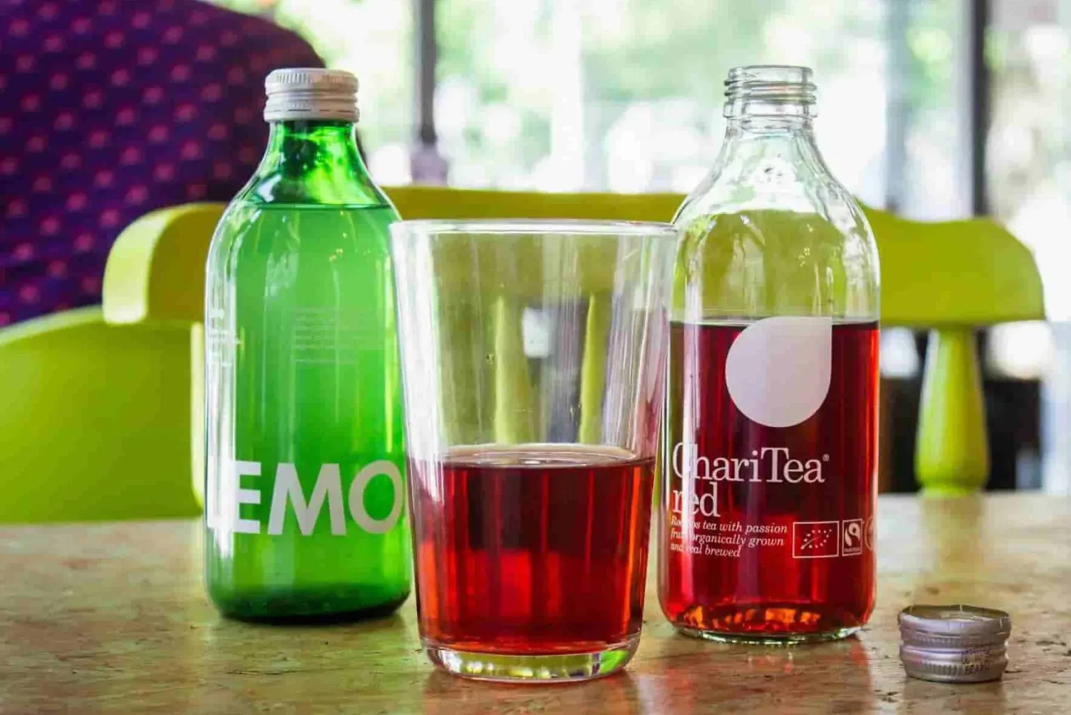 Glass juice bottle