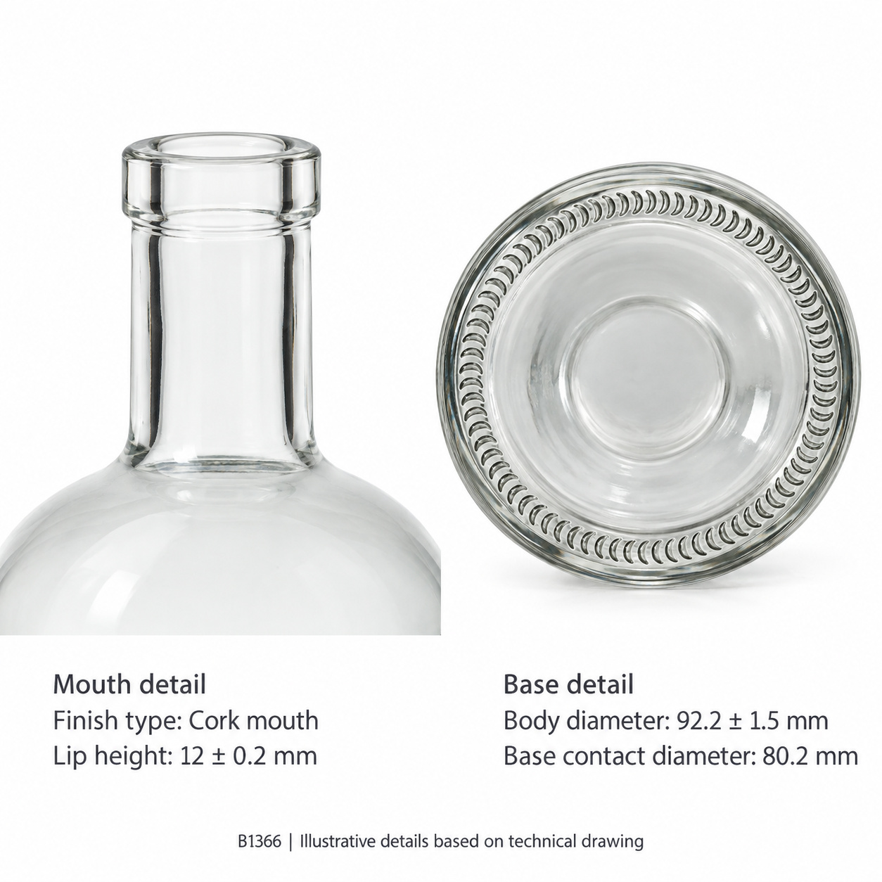 Bouteille ronde en verre de 750 ml pour l'emballage des spiritueux