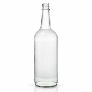 Bouteille de liqueur en verre transparent à filetage de 750 ml